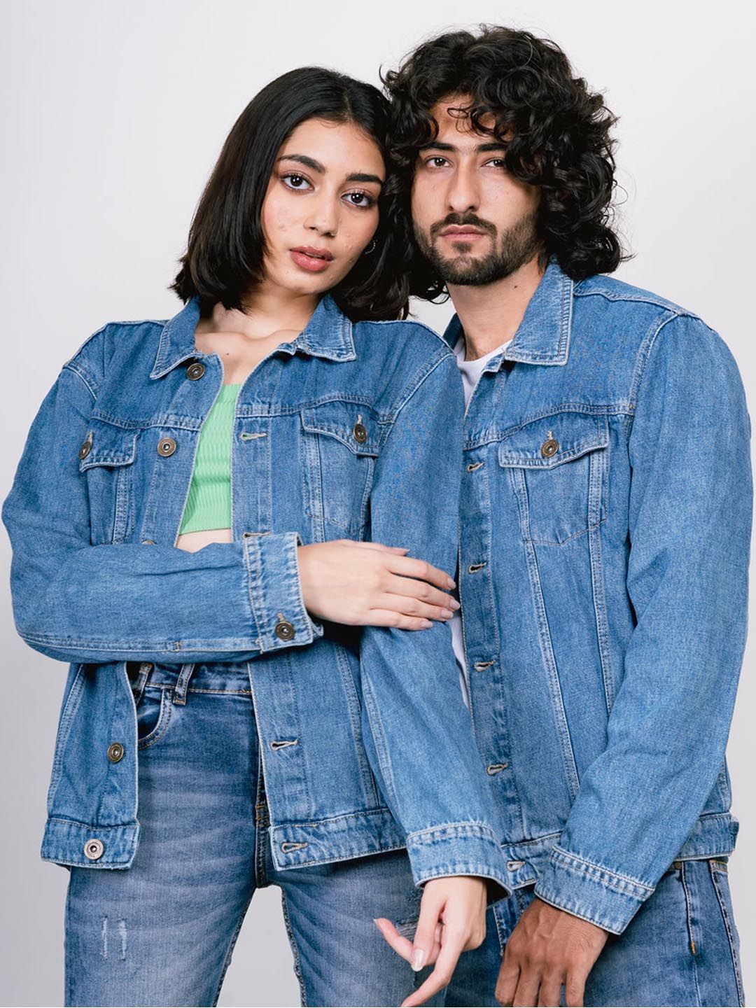 FREAKINS Unisex Blue Washed Denim Jacket Price in India