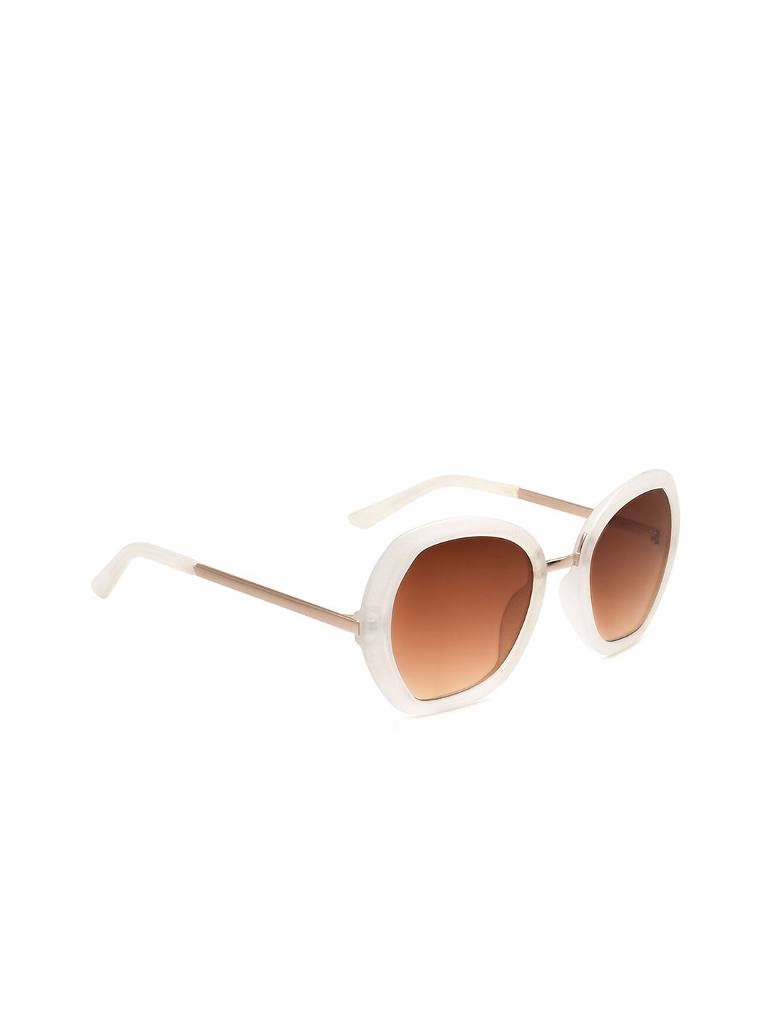 Peter Jones Eyewear Women Brown Lens & White UV Protected Oversized Sunglasses RD020TBW Price in India
