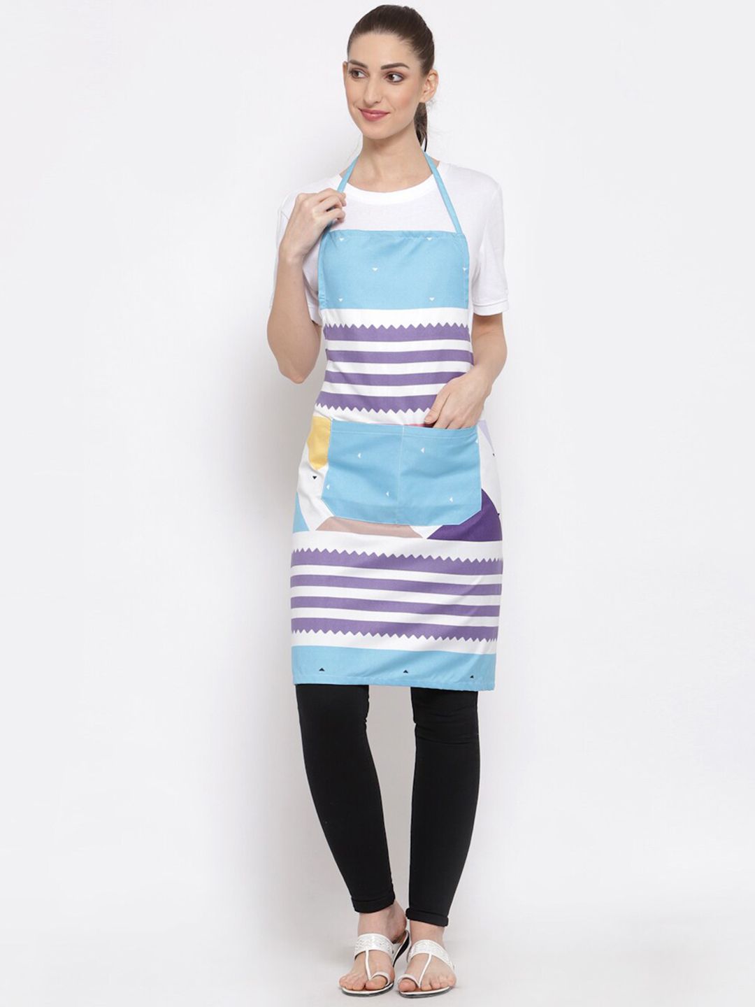 KLOTTHE Unisex Blue & Purple Printed 300TC Apron Price in India