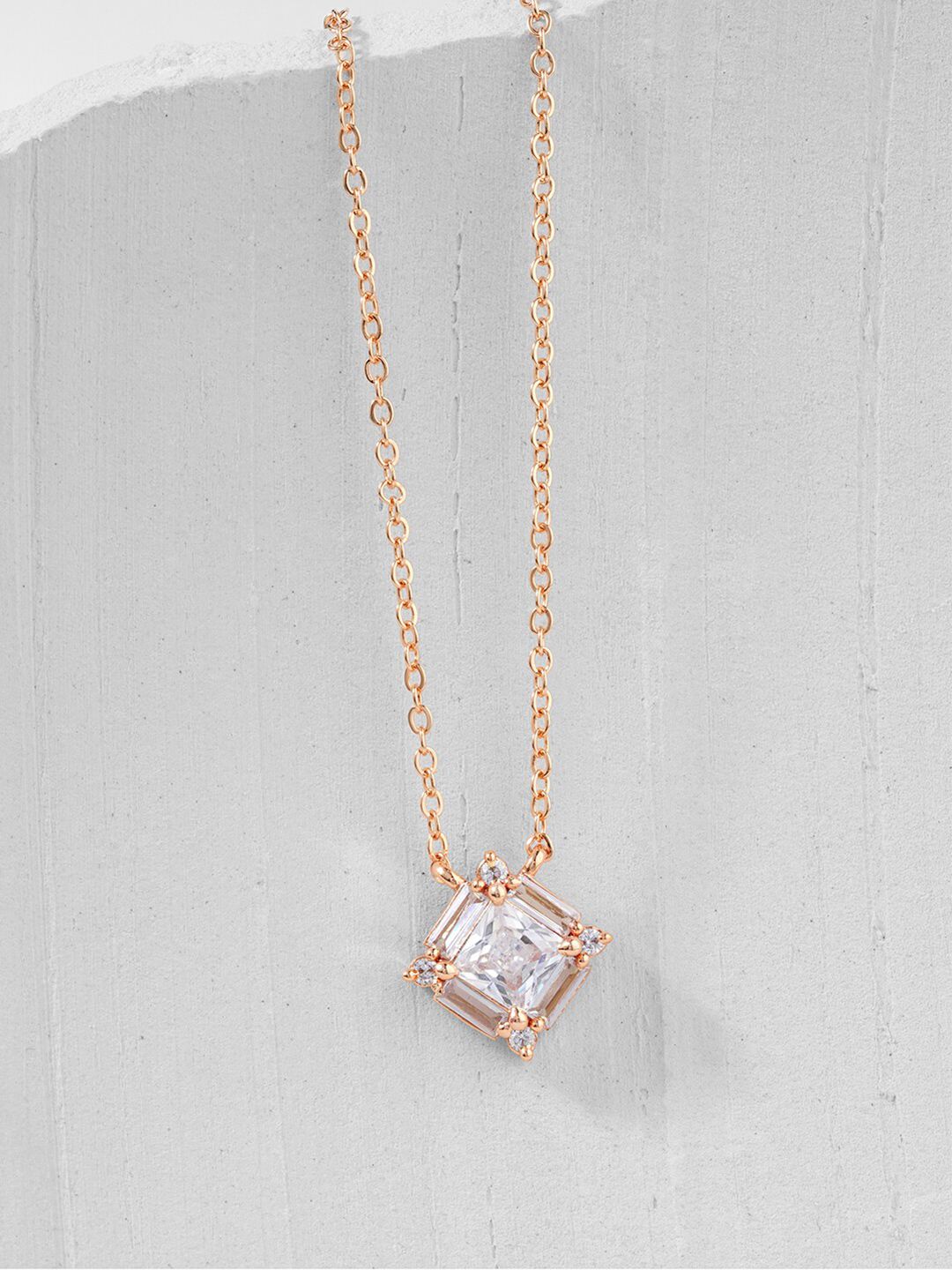 MINUTIAE Rose Gold & White Brass Rose Gold-Plated Pendant Necklace Price in India