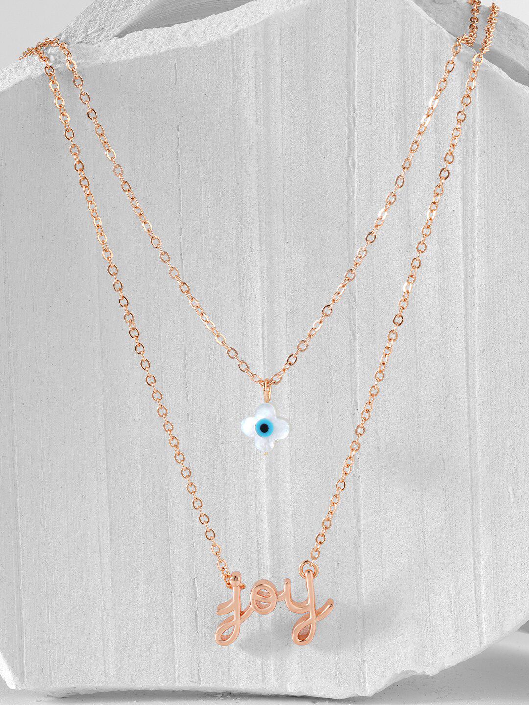 MINUTIAE Blue Brass Rose Gold-Plated Layered Chain Price in India