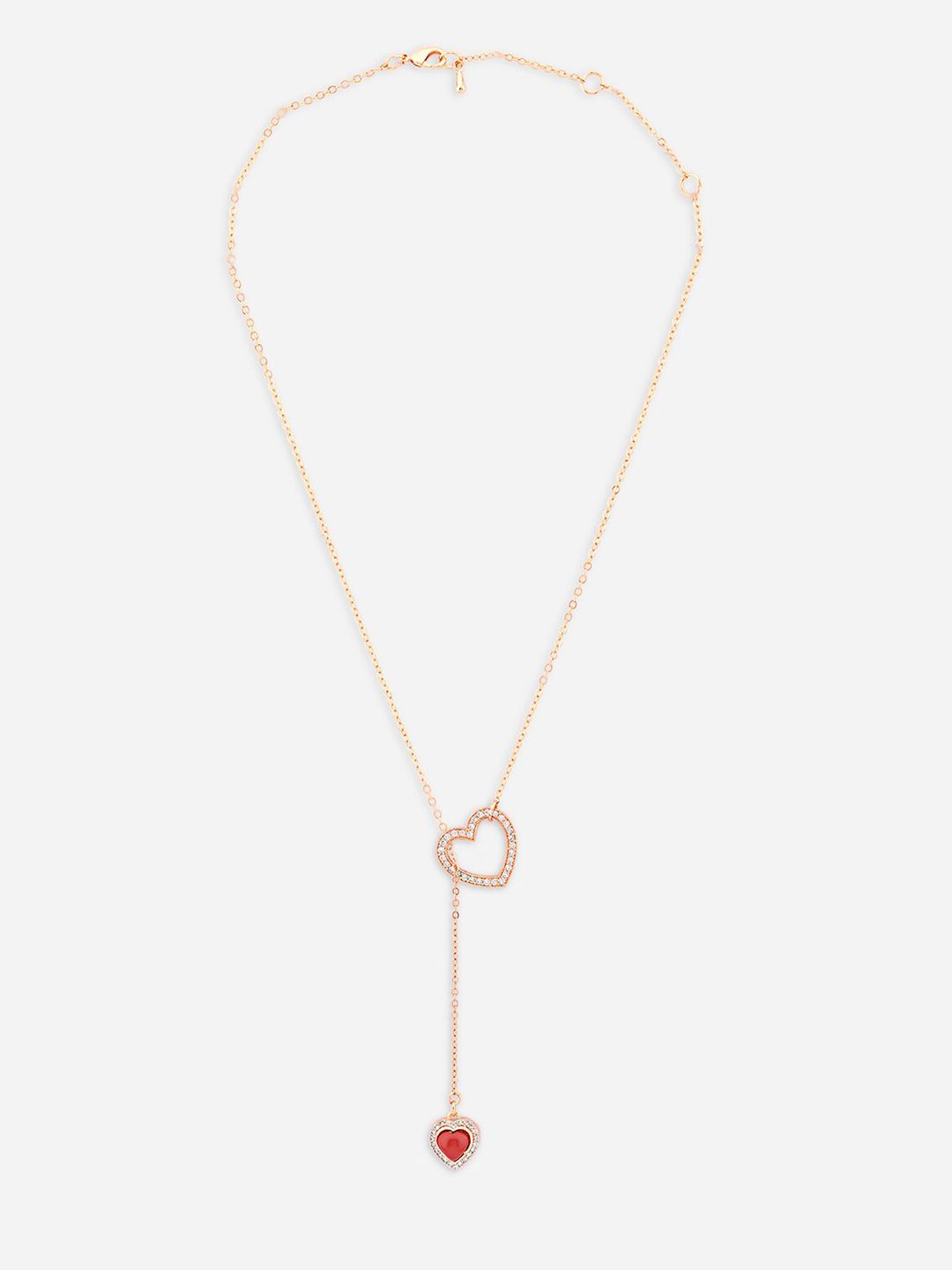 MINUTIAE Rose Gold & Red Brass Y Pendant Necklace Price in India