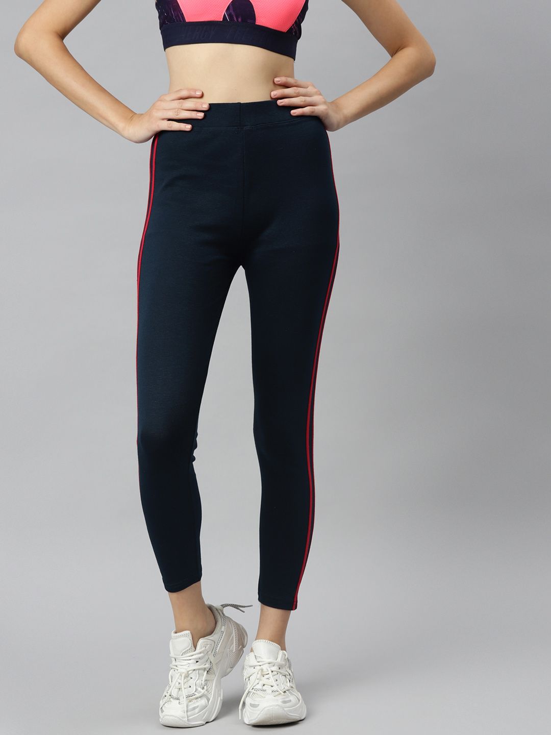 Aarika Women Navy Blue & Red Side Striped Rapid-Dry Track Pants Price in India