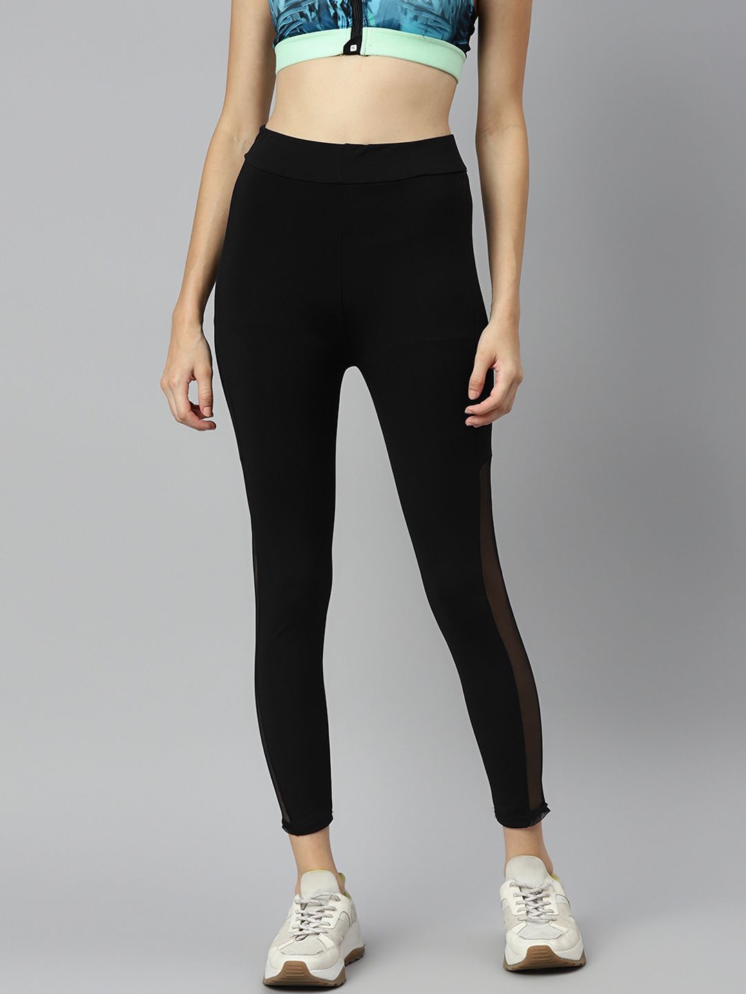 Aarika Women Black Solid Pure Cotton Regular Gym Tights Price in India