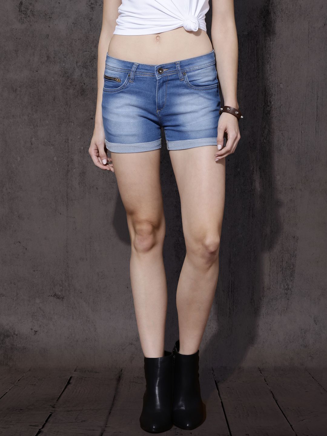 Roadster Women Blue Washed Denim Shorts Price in India