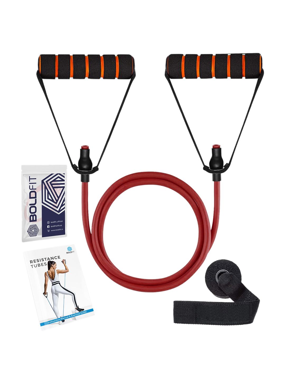 BOLDFIT Red & Black Resistance Tube with Foam Handles Price in India