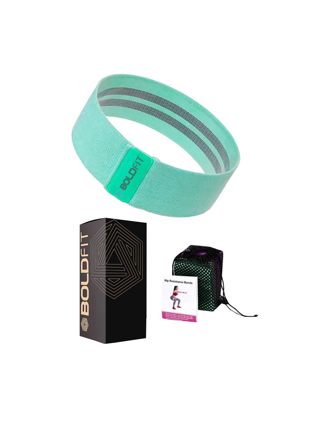 BOLDFIT Unisex Green Textured Hip Resistance Band Price in India
