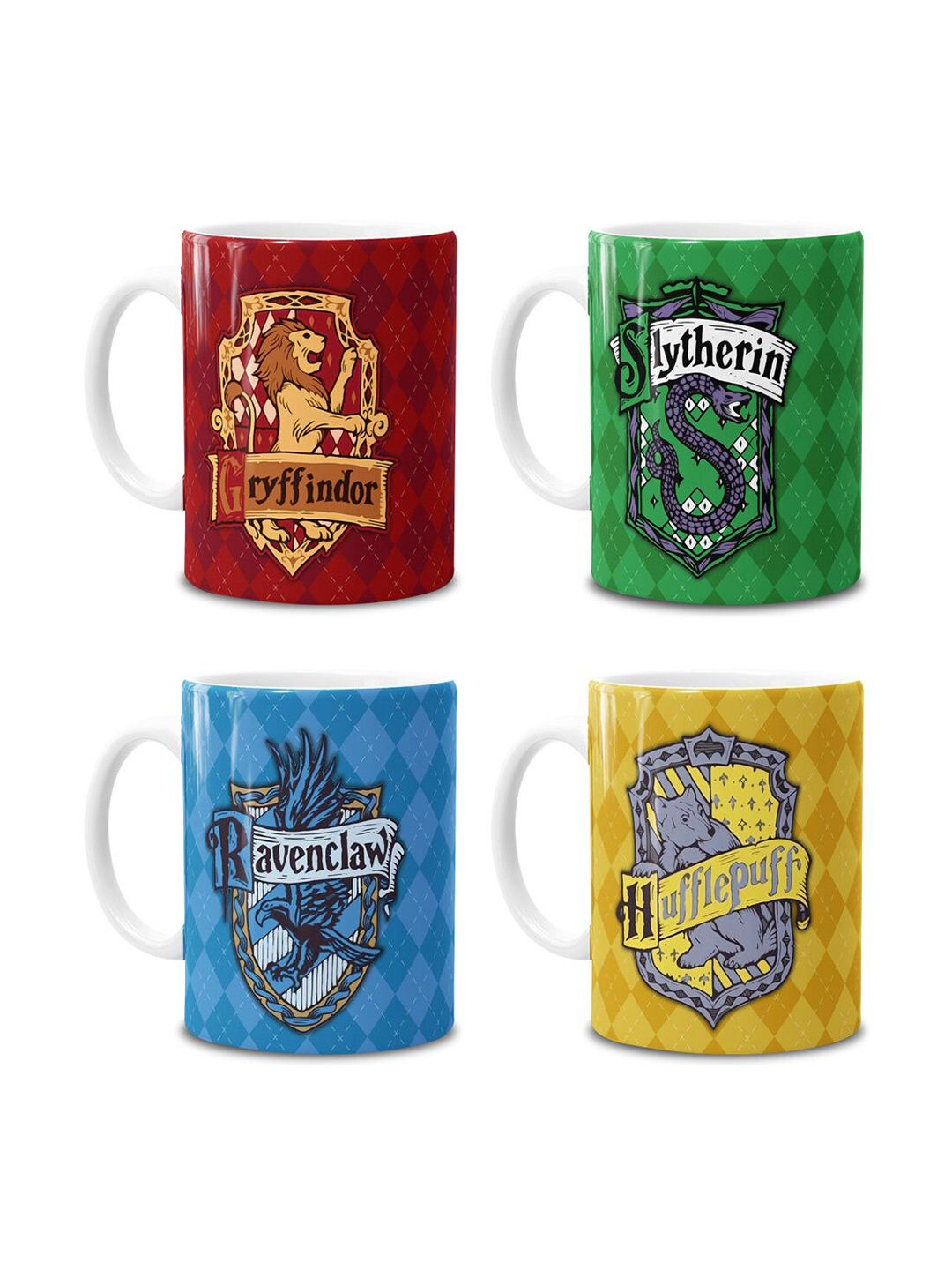 macmerise Set Of 4 Hogwarts Crest Printed Ceramic Glossy Mugs Price in India