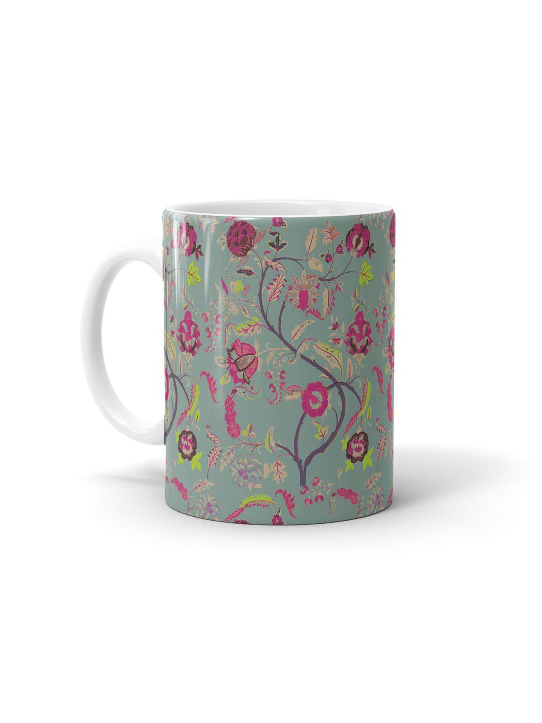 macmerise Grey & Pink Printed Ceramic Microwave Safe Glossy Mug Price in India