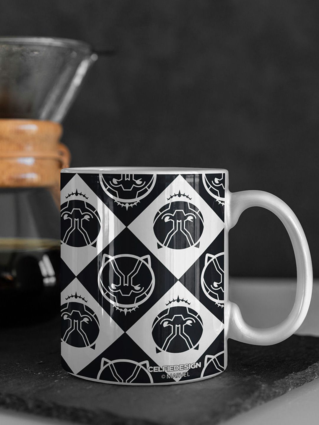 macmerise White & Black Printed Ceramic Glossy Mug Price in India