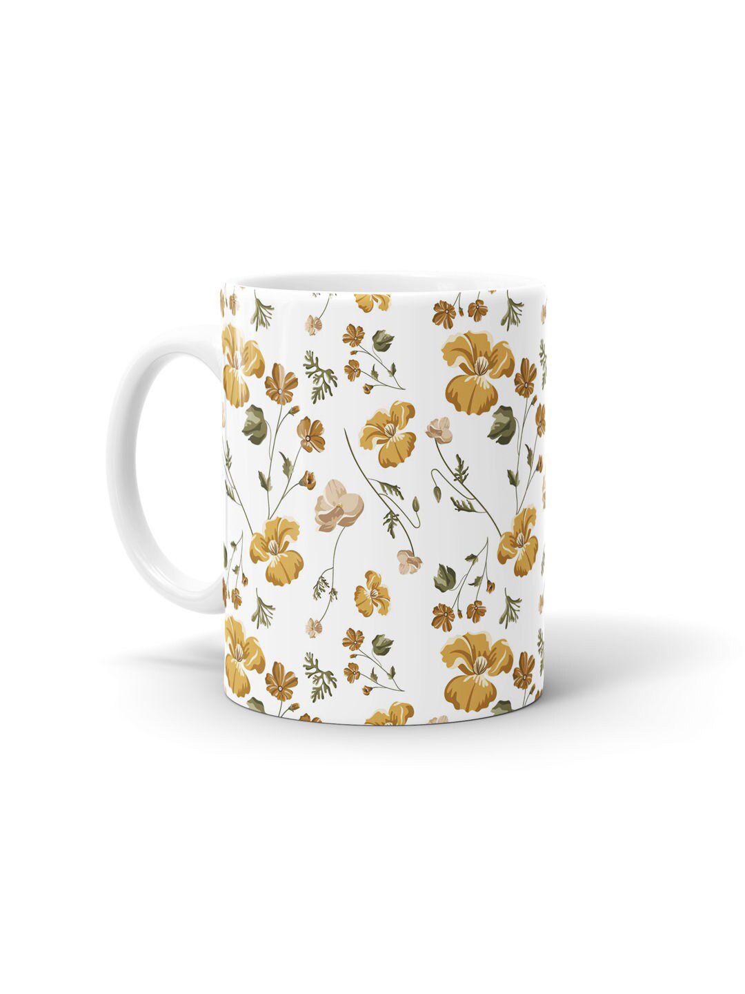 macmerise White & Yellow Printed Ceramic Glossy Mug Price in India