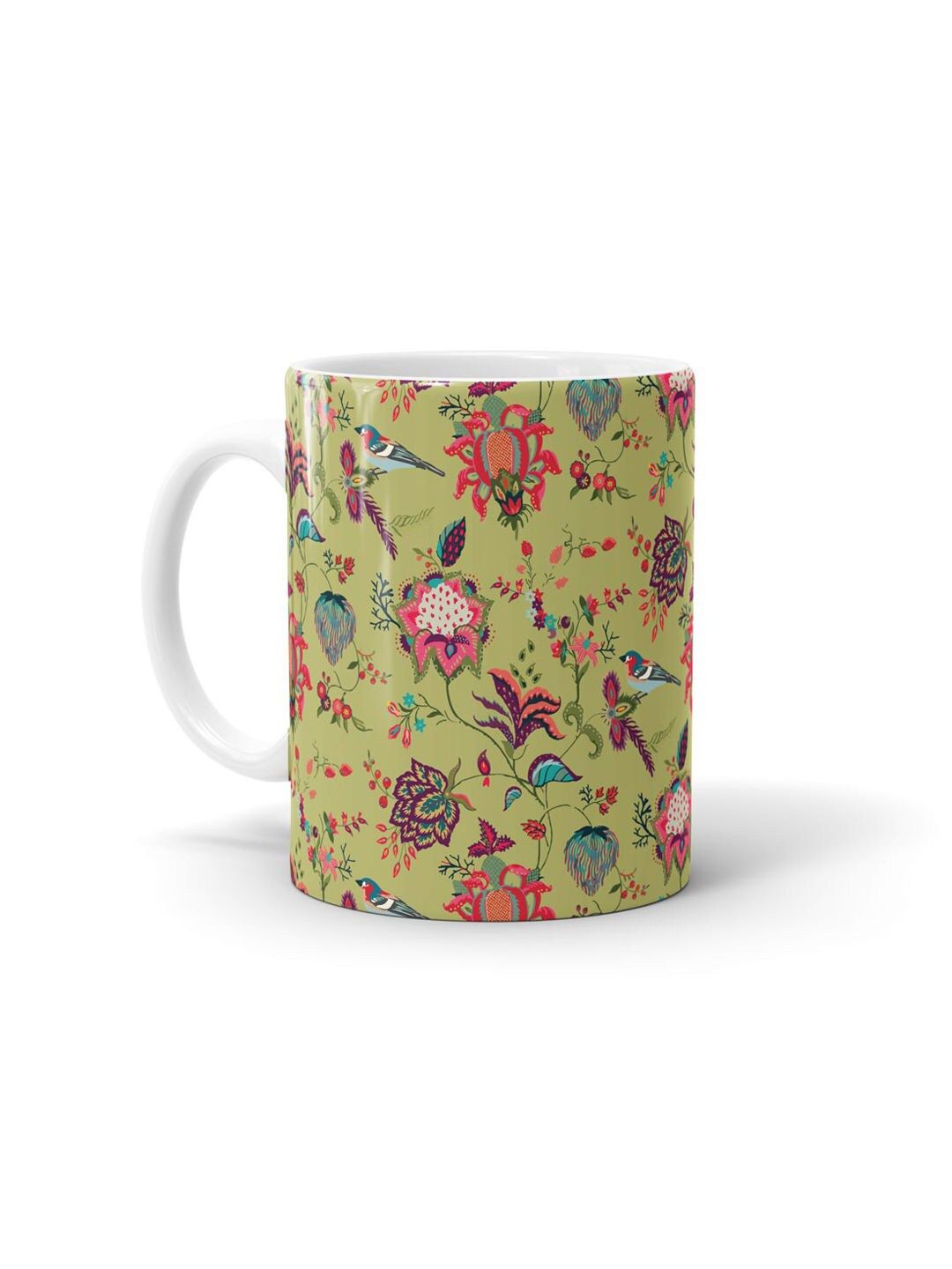 macmerise Yellow & Pink Printed Ceramic Glossy Mug Price in India