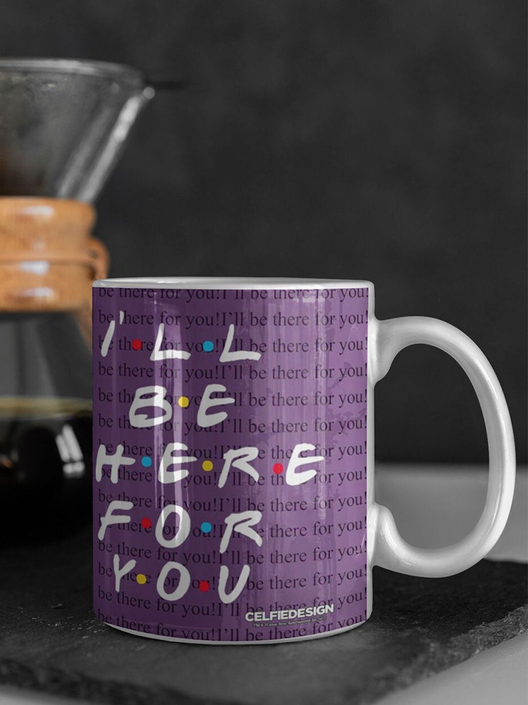 macmerise Purple & White Printed Ceramic Glossy Mug Price in India