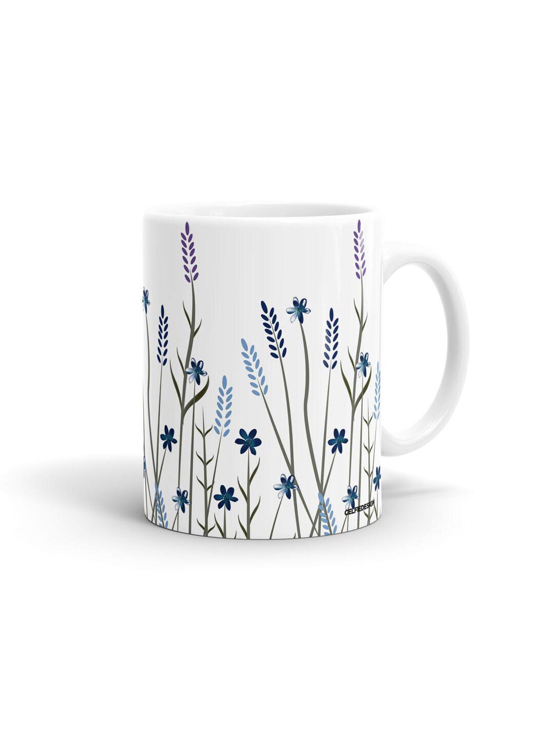 macmerise White & Blue Printed Ceramic Glossy Mug Price in India