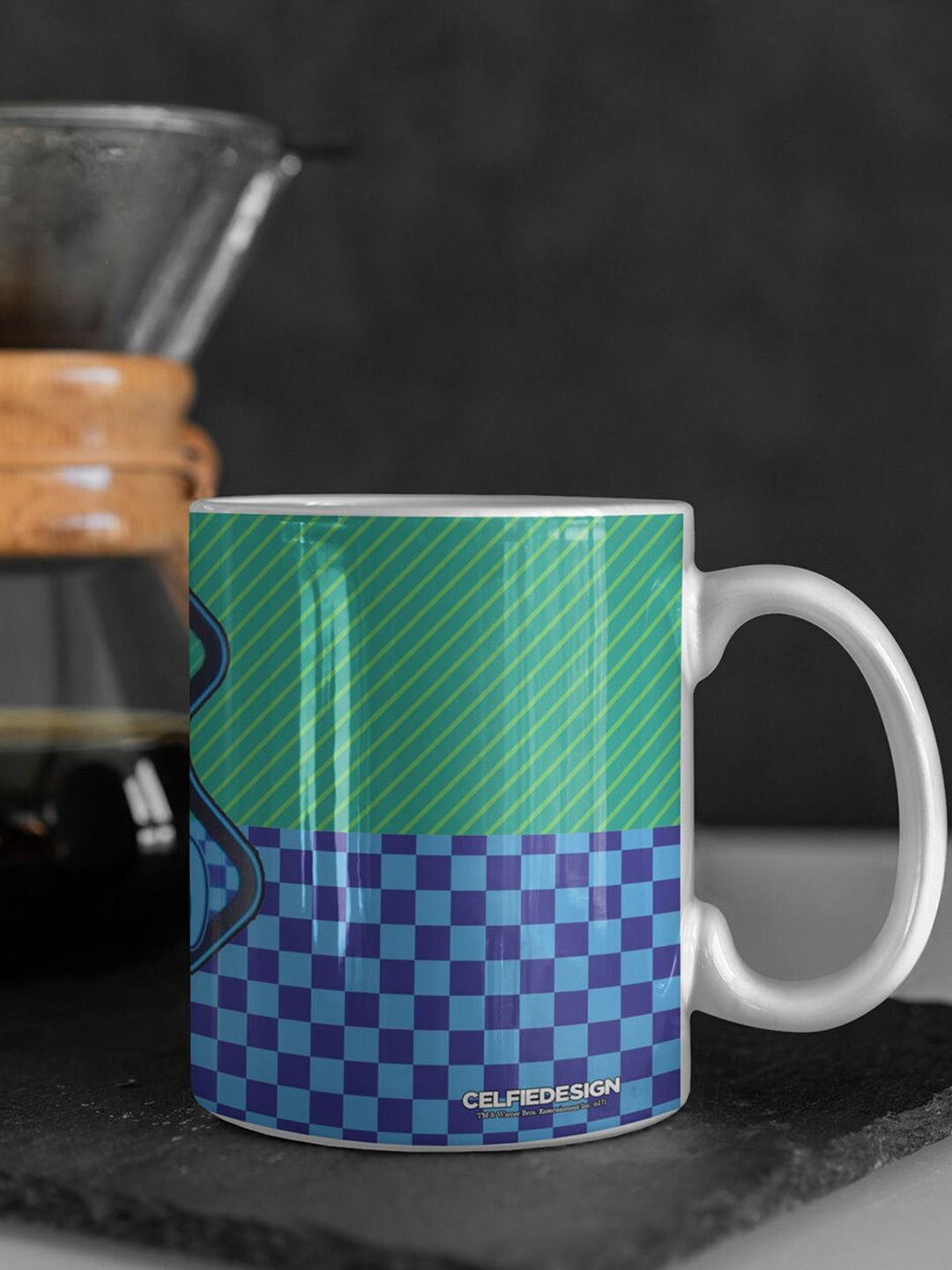 macmerise Blue & Green Printed Ceramic Glossy Mug Price in India