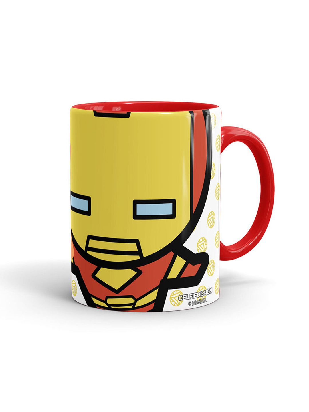 macmerise White & Red Ironman Comic Kawaii Printed Ceramic Glossy Mug Price in India