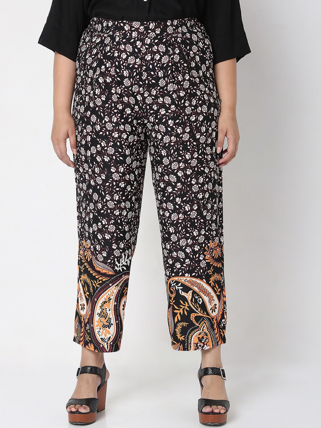 VERO MODA CURVE Women Suzy pants Printed High-Rise Trousers Price in India
