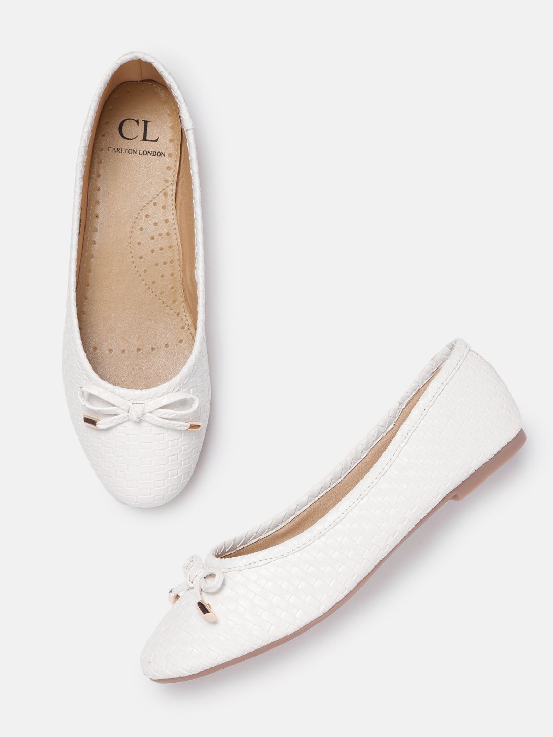 Carlton London Women White Woven Design Ballerinas