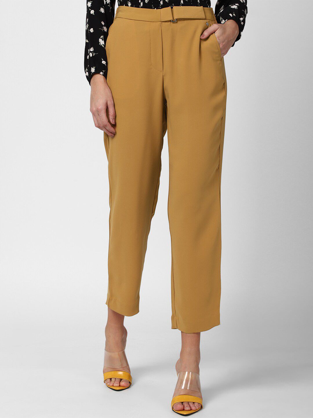 Van Heusen Woman Women Yellow Regular Fit Solid Culottes Trousers Price in India