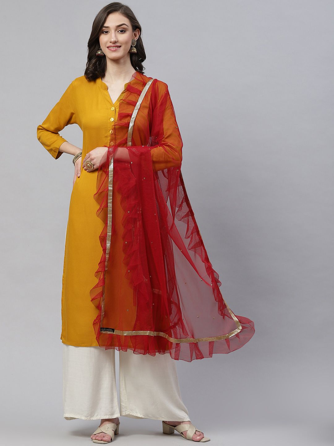 WEAVERS VILLA Maroon Dupatta with Stones Price in India