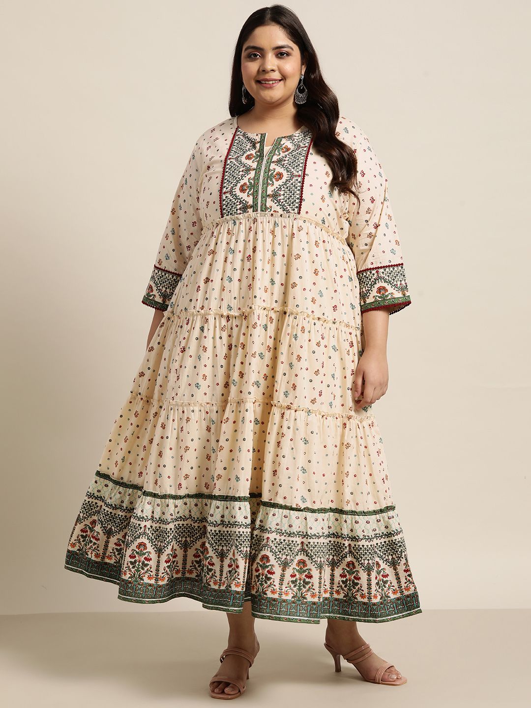 Juniper Plus Size Women Off White Ethnic Motifs Ethnic Maxi Dress Price in India