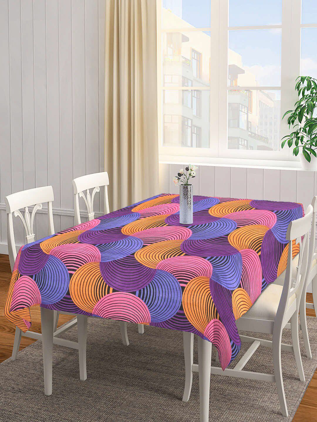 Arrabi Unisex Multi-Coloured Abstract Cotton Blend 8-Seater Rectangle Table Cover Price in India