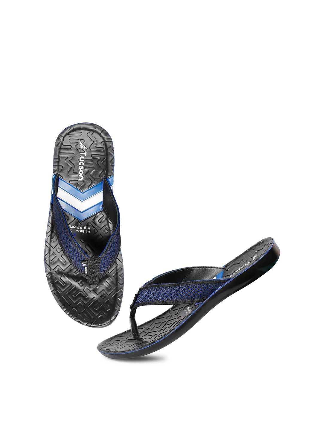 Tucson Men Navy Blue Printed Rubber Thong Flip-Flops