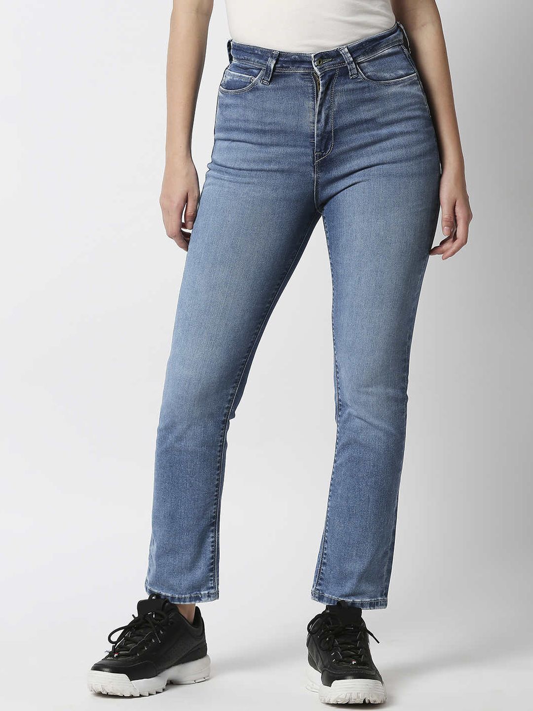 Pepe Jeans Women Blue Straight Fit High-Rise Light Fade Jeans Price in India
