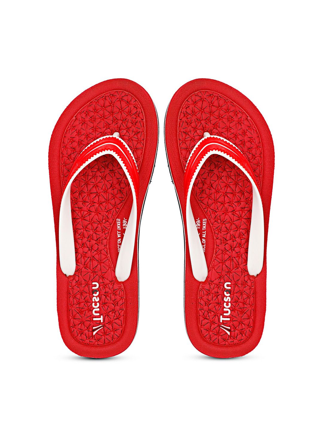 Tucson Women Red & White Rubber Thong Flip-Flops