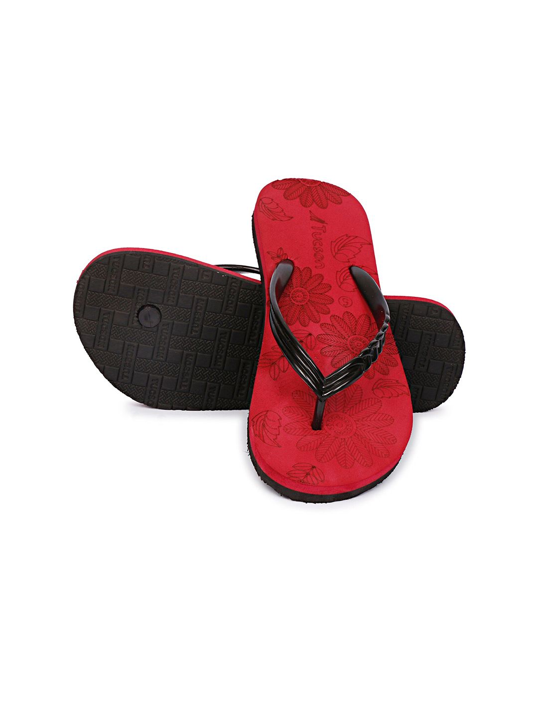 Tucson Women Maroon & Black Rubber Thong Flip-Flops