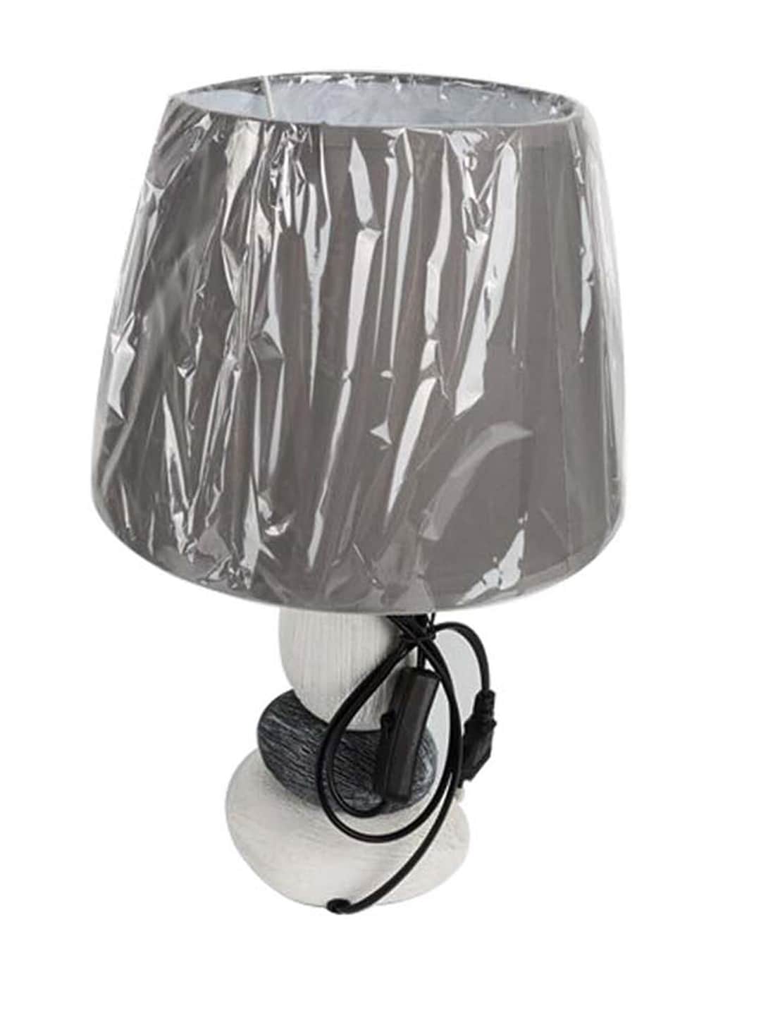 MARKET99 Grey Solid Ceramic Traditional Table Lamp With Shade Price in India