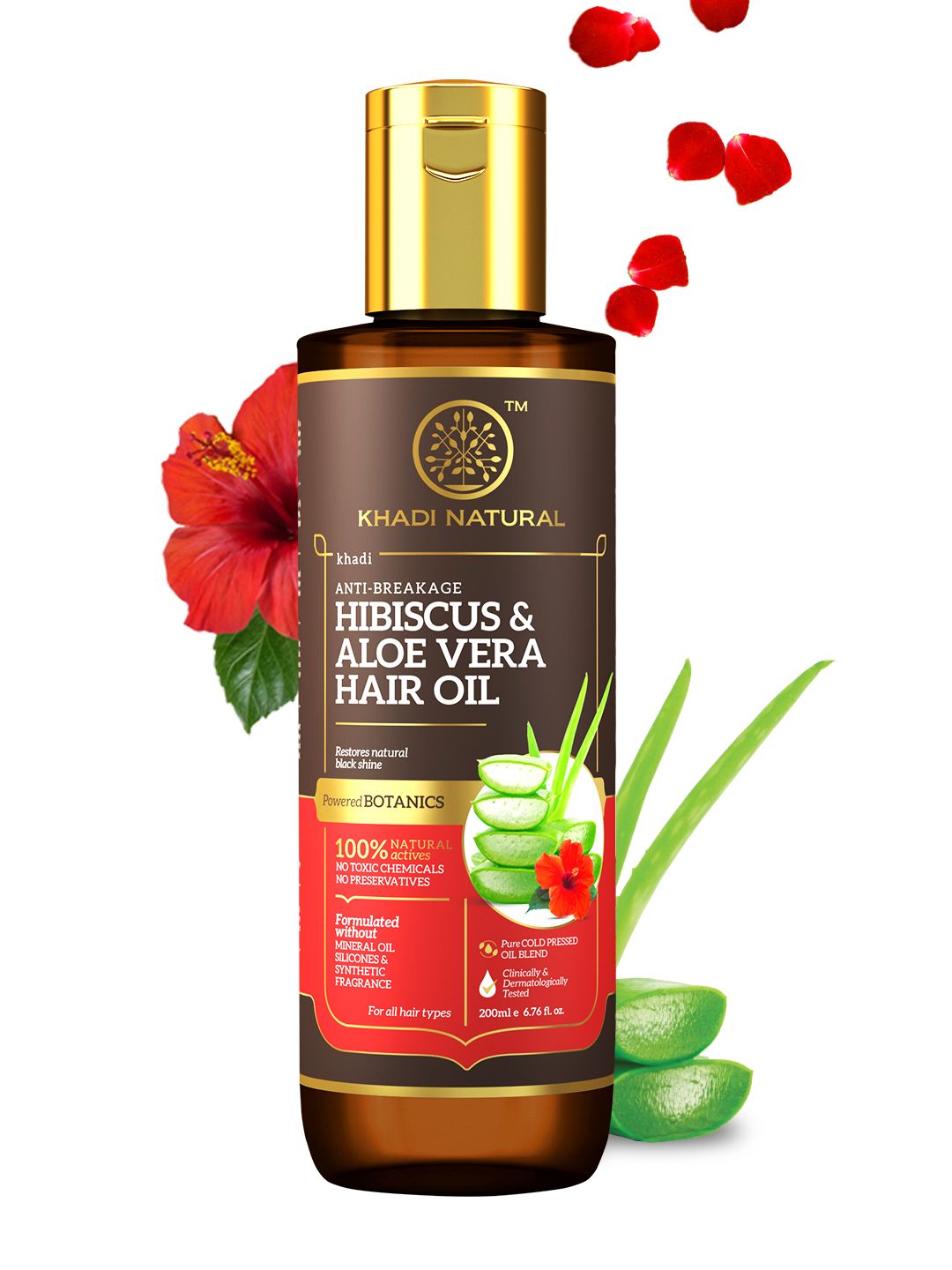 Khadi Natural Power Botanics Hibiscus & Aloe Vera Anti-Hair Fall Hair Oil - 200ml