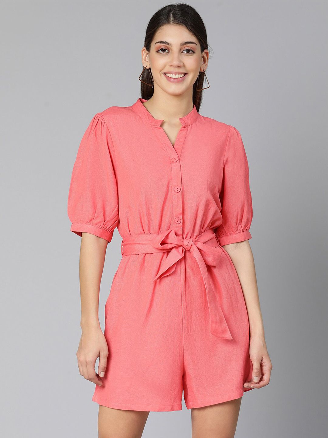 Oxolloxo Coral Solid Playsuit Price in India