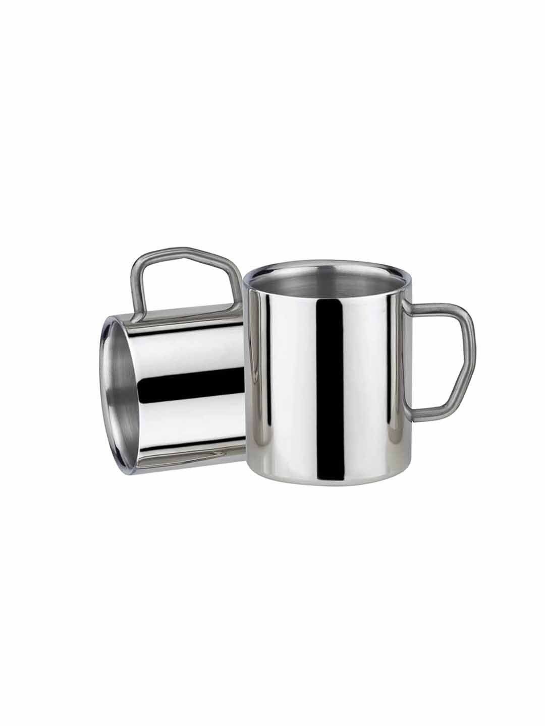 PDDFALCON Set of 2 Silver-Toned Solid Stainless Steel Cups Price in India