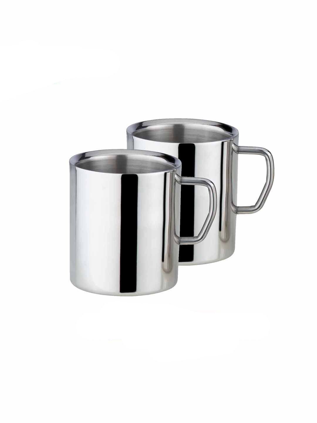 PDDFALCON Silver-Toned Printed Stainless Steel Matte Cups Set of Cups and Mugs Price in India