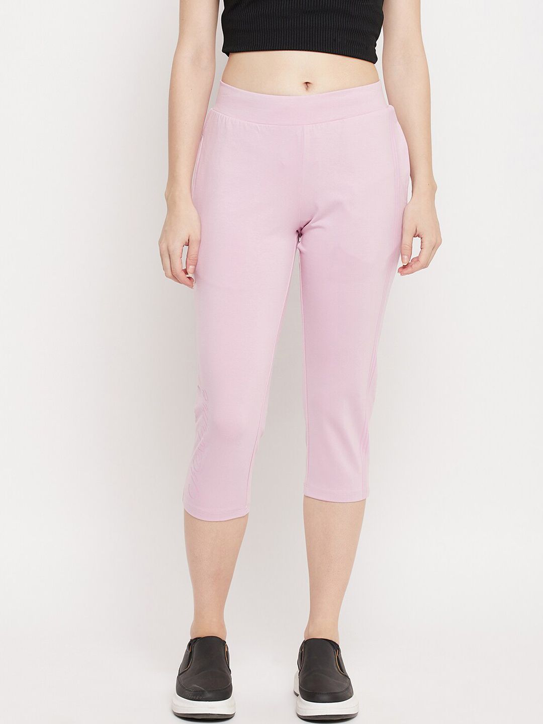 Madame Women Mauve Solid Three Fourth Track Pants Price in India