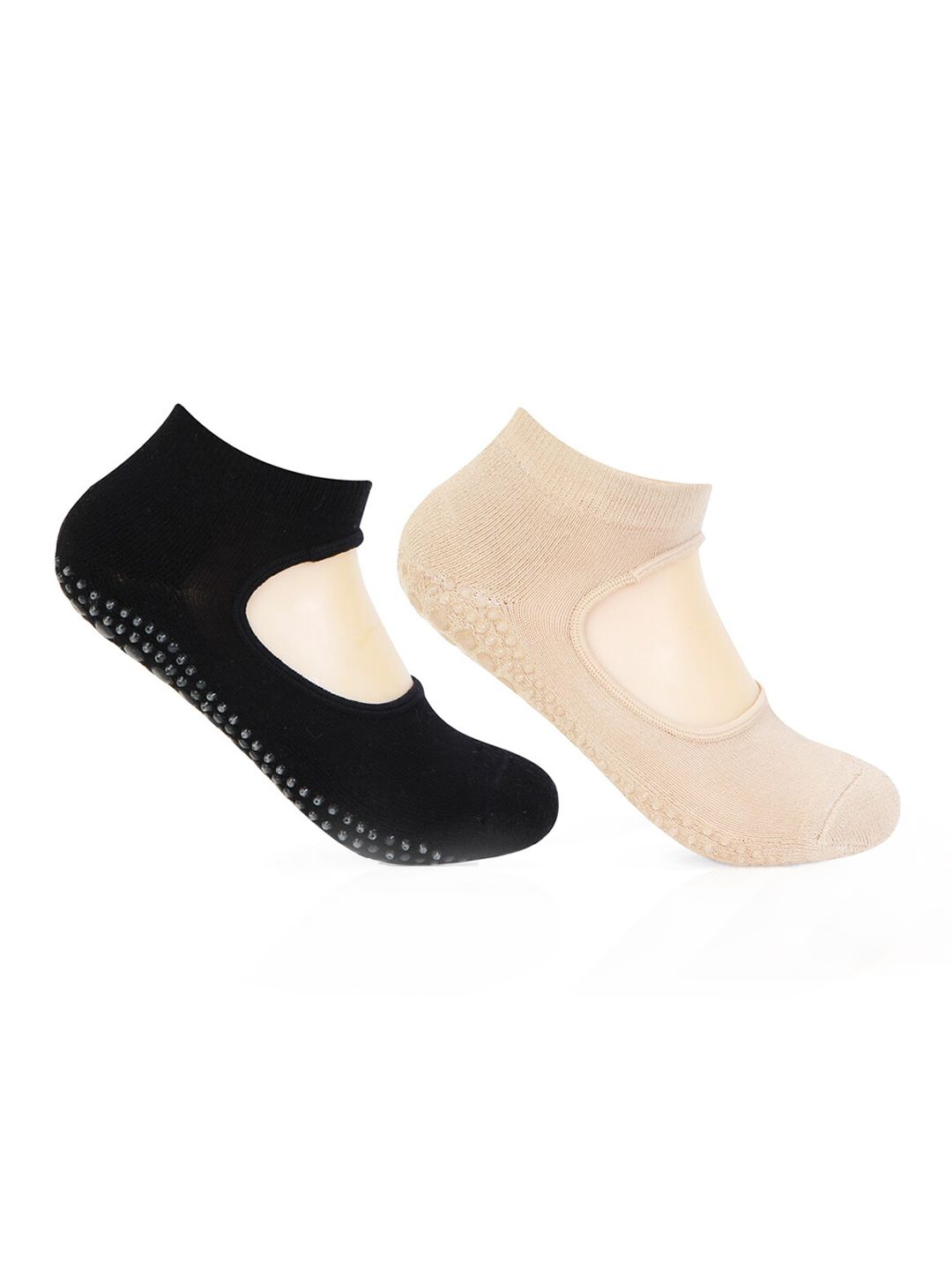 Bonjour Women Pack Of 2 Assorted Anti-Skid Ankle-Length Socks Price in India