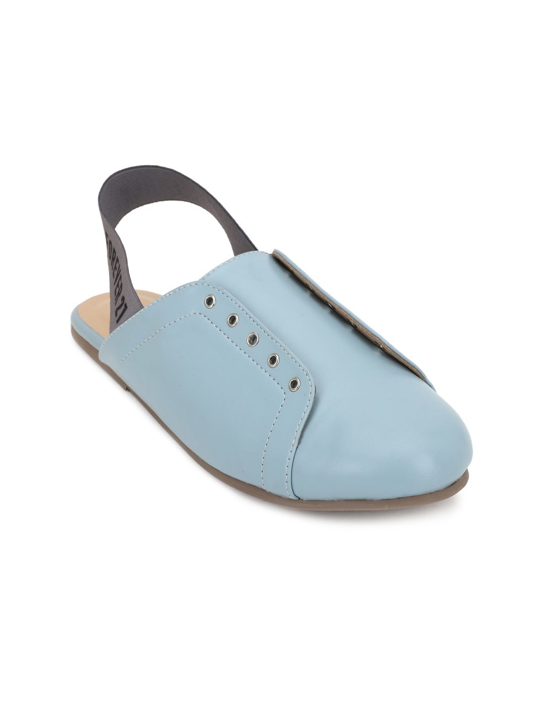 FOREVER 21 Women Blue Solid Mules Flats Price in India