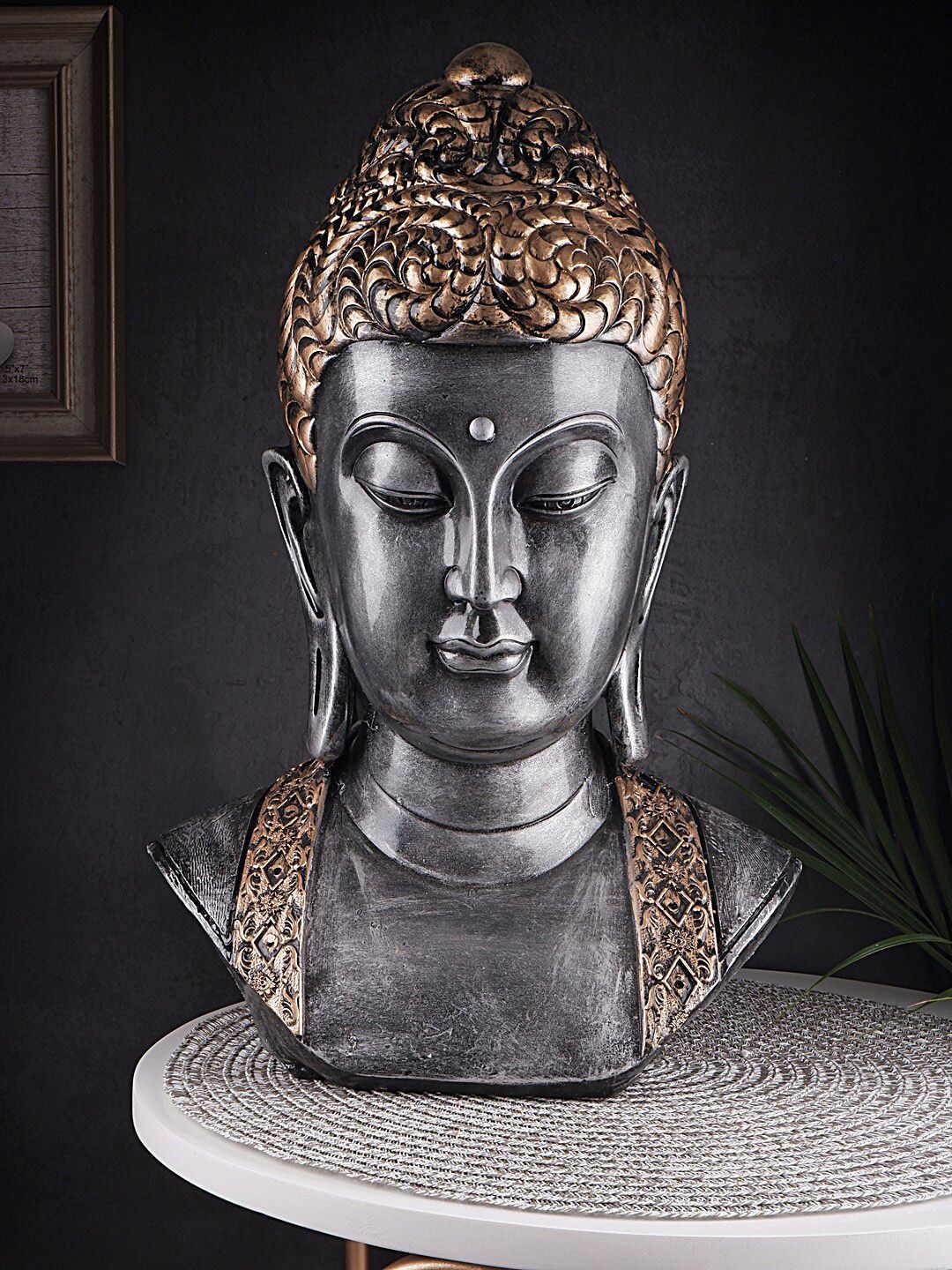 THE WHITE INK DECOR Brown & Black Antique Buddha Idol Showpieces Price in India