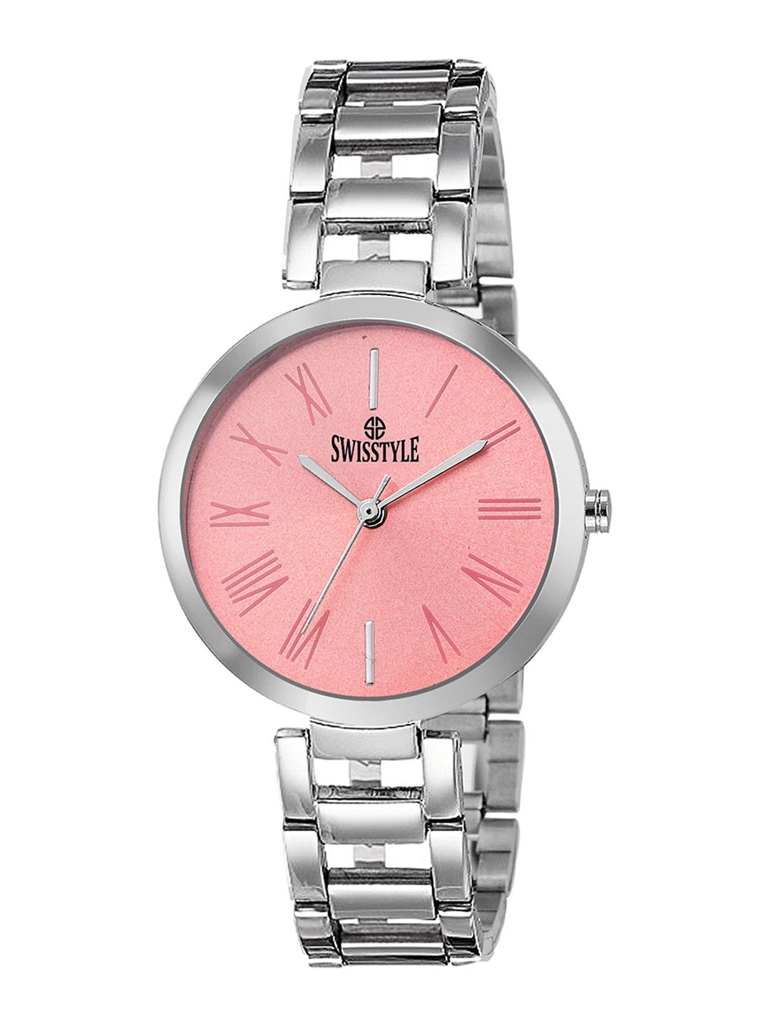 SWISSTYLE Women Pink Dial & Silver Toned Bracelet Style Straps Analogue Watch SS-LR637 Price in India