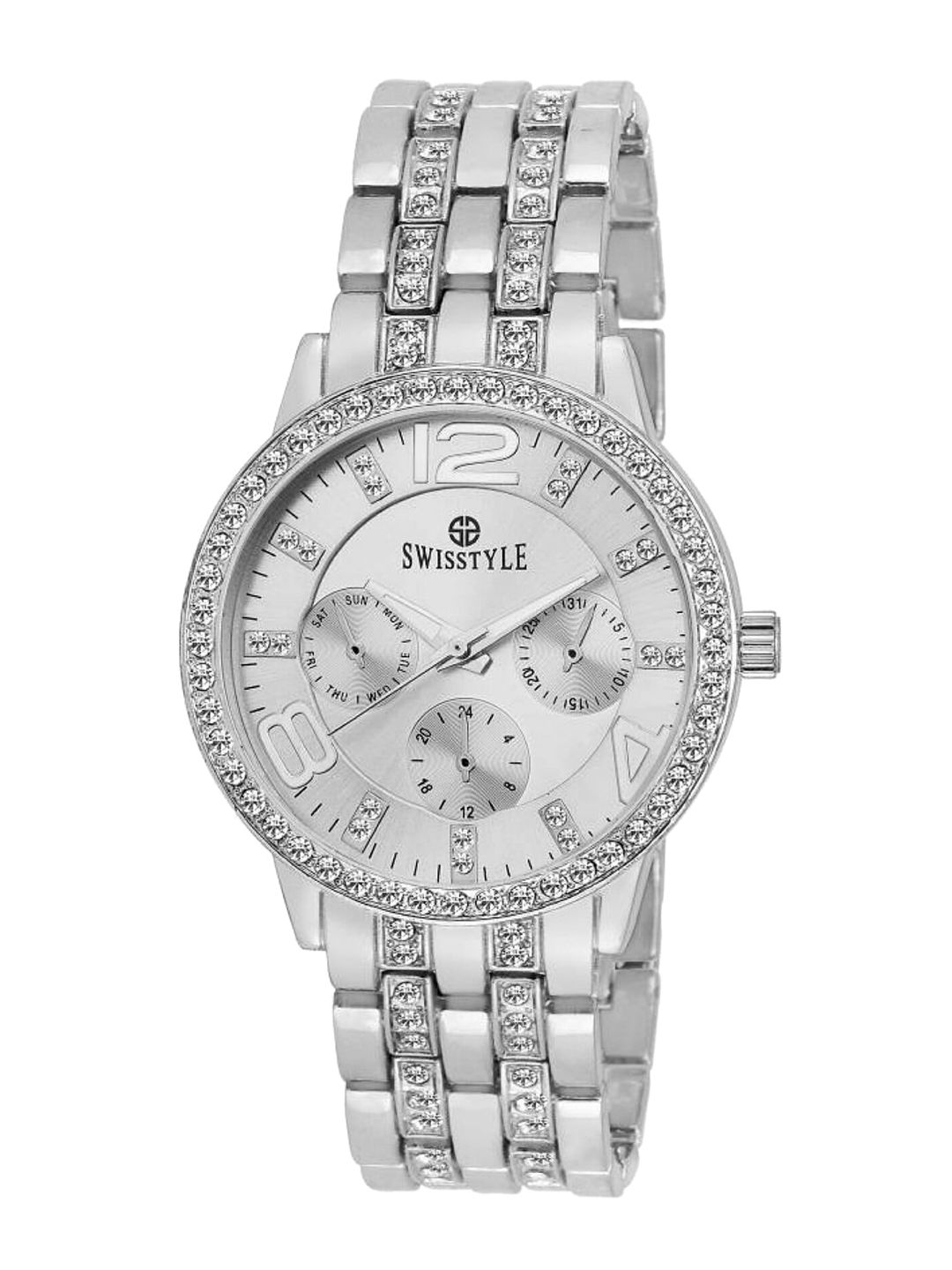 SWISSTYLE Unisex Silver-Toned Brass Dial & Silver Toned Straps Watch SS-LR0250-SLV-SLV Price in India