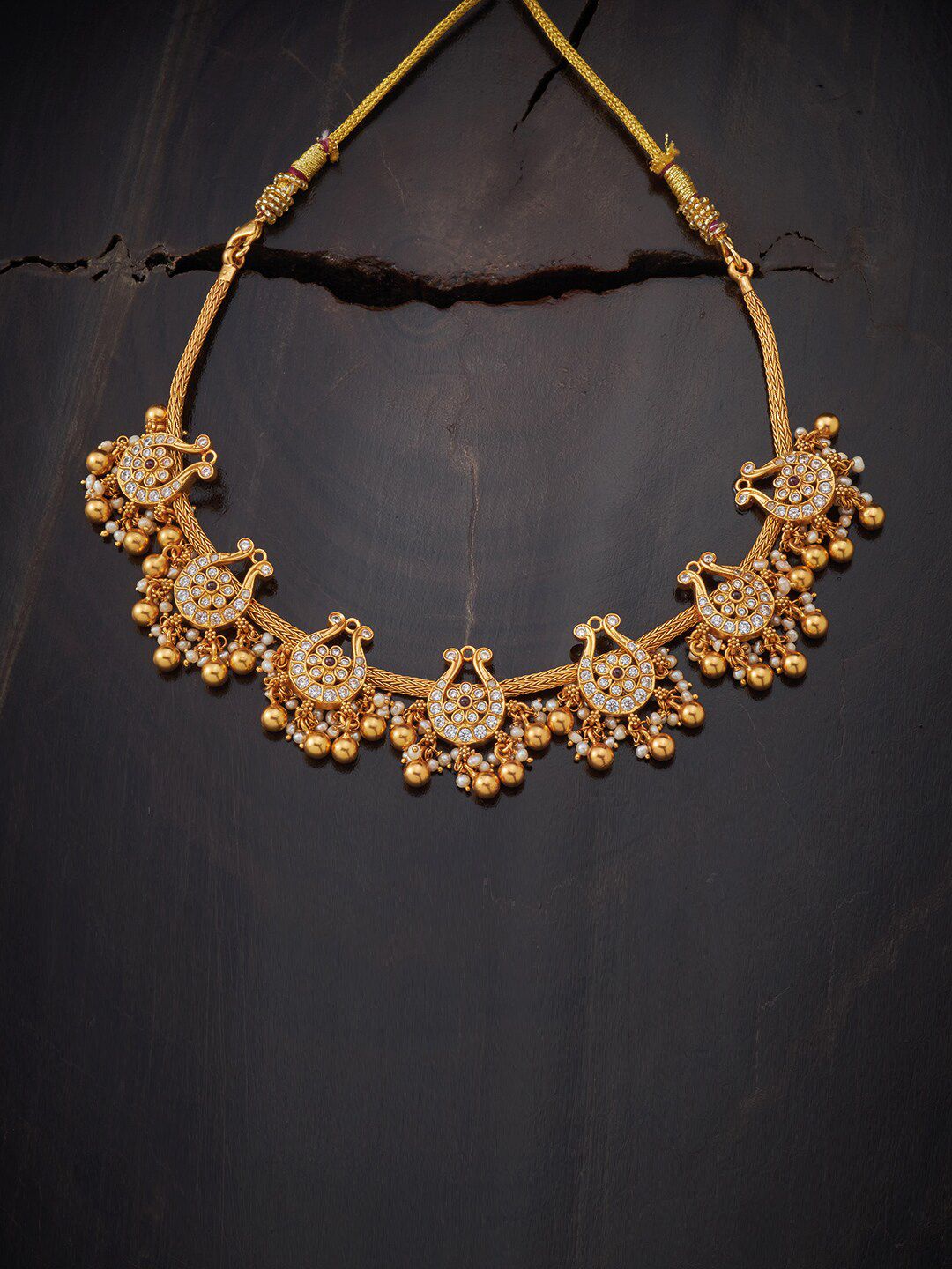 Kushal's Fashion Jewellery Gold-Toned & White Silver Gold-Plated Necklace Price in India