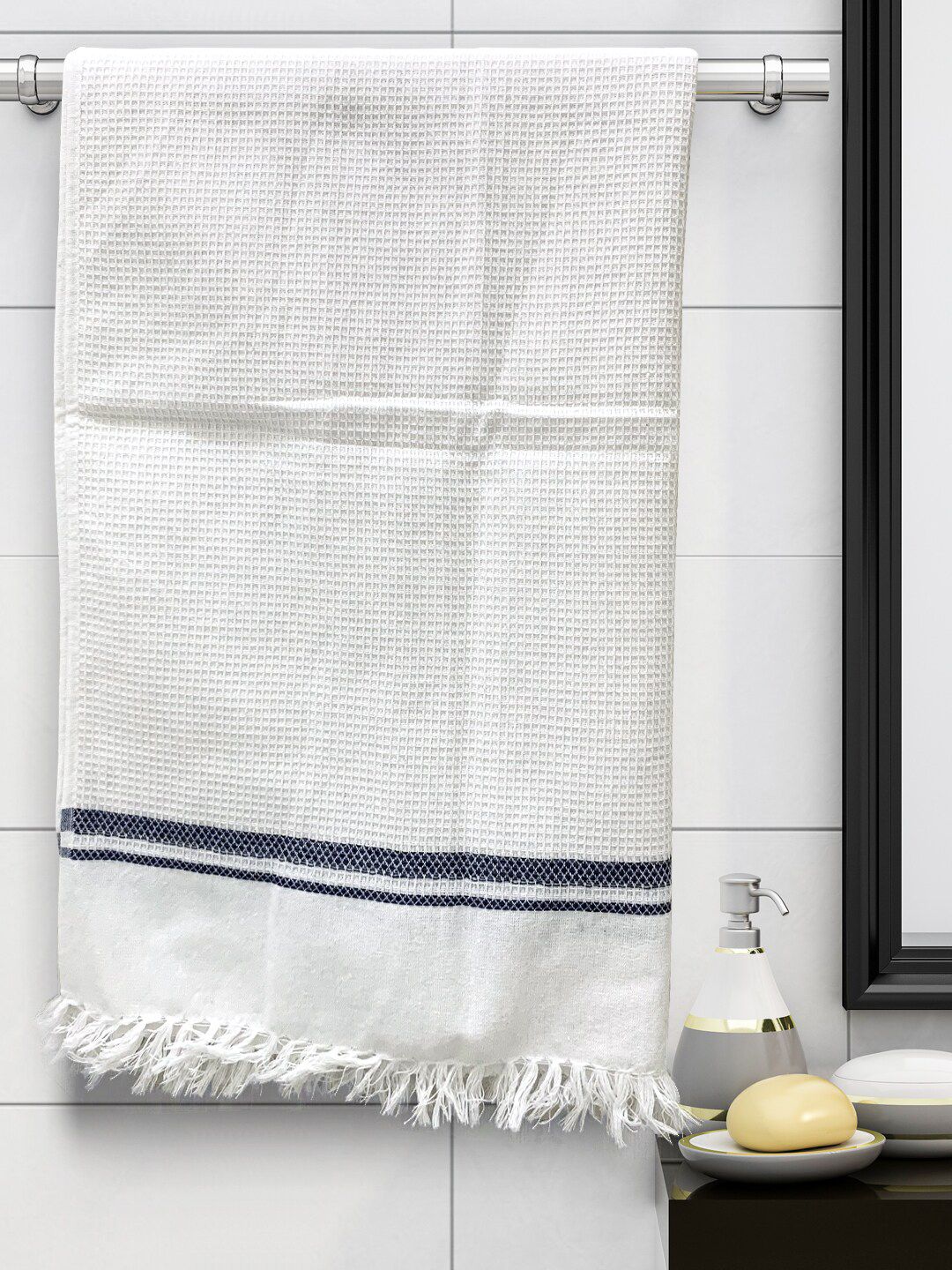 Athom Trendz Pack of 4 White Cotton Bath Towel Price in India