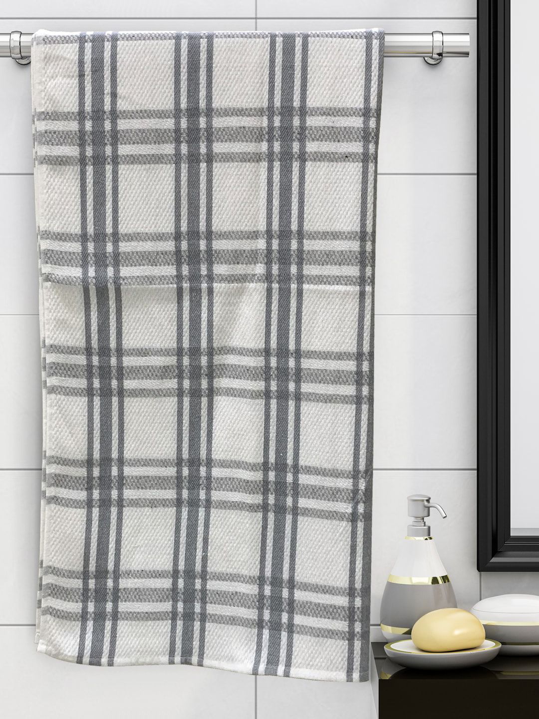 Athom Trendz Pack of 3 Grey Cotton Bath Towel