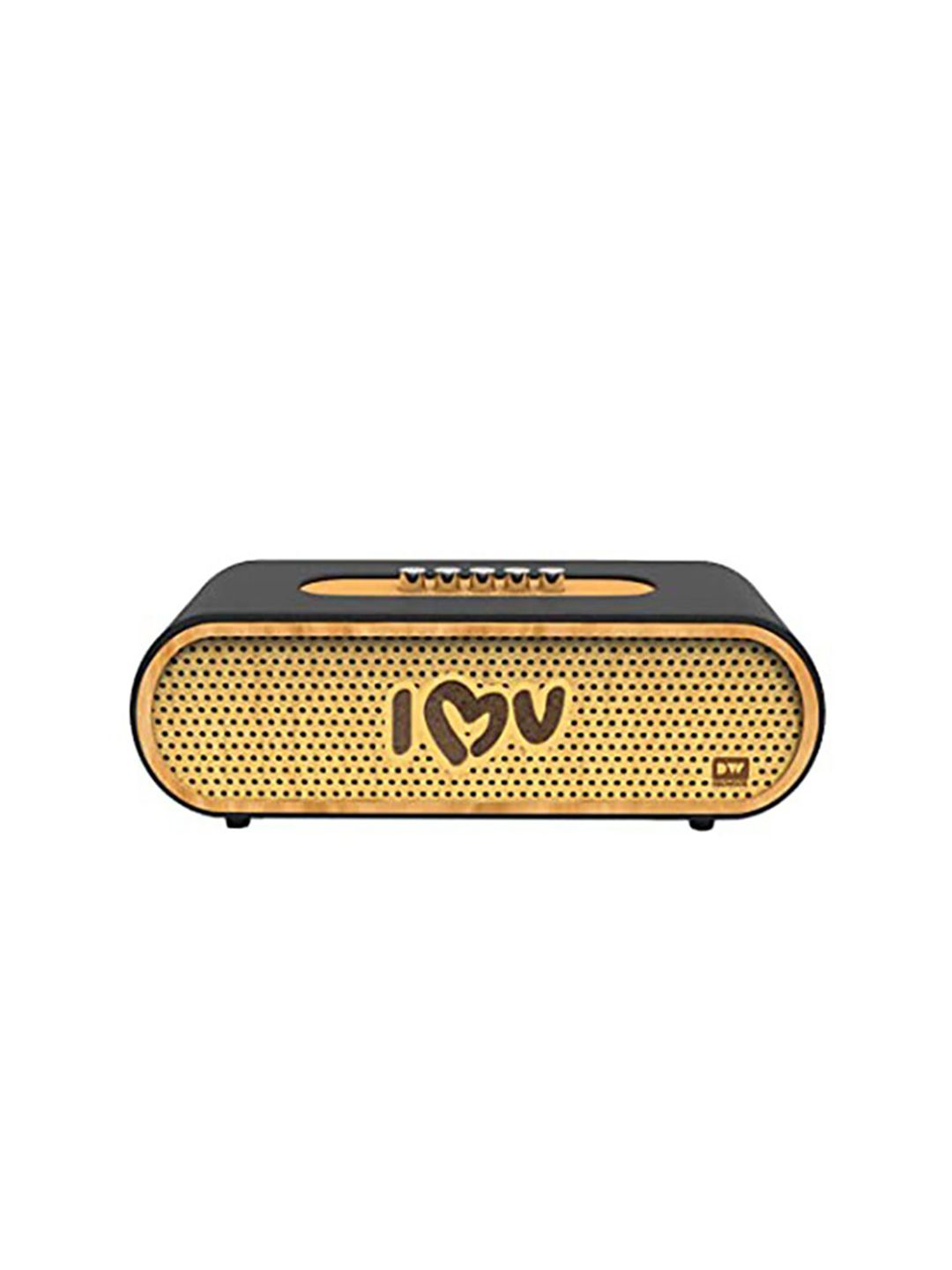 DECIWOOD Beige & Black Solid Wooden Curved Portable Bluetooth Speaker Price in India