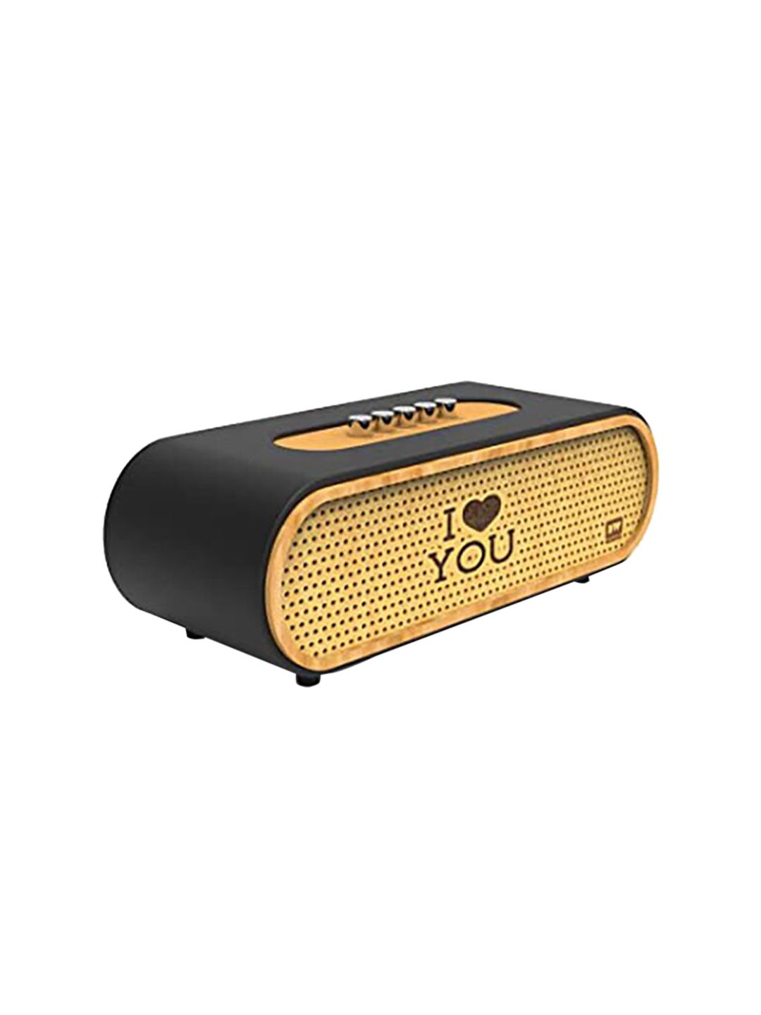 DECIWOOD Black & Yellow Curved 20W Wooden Portable Bluetooth Speaker Price in India