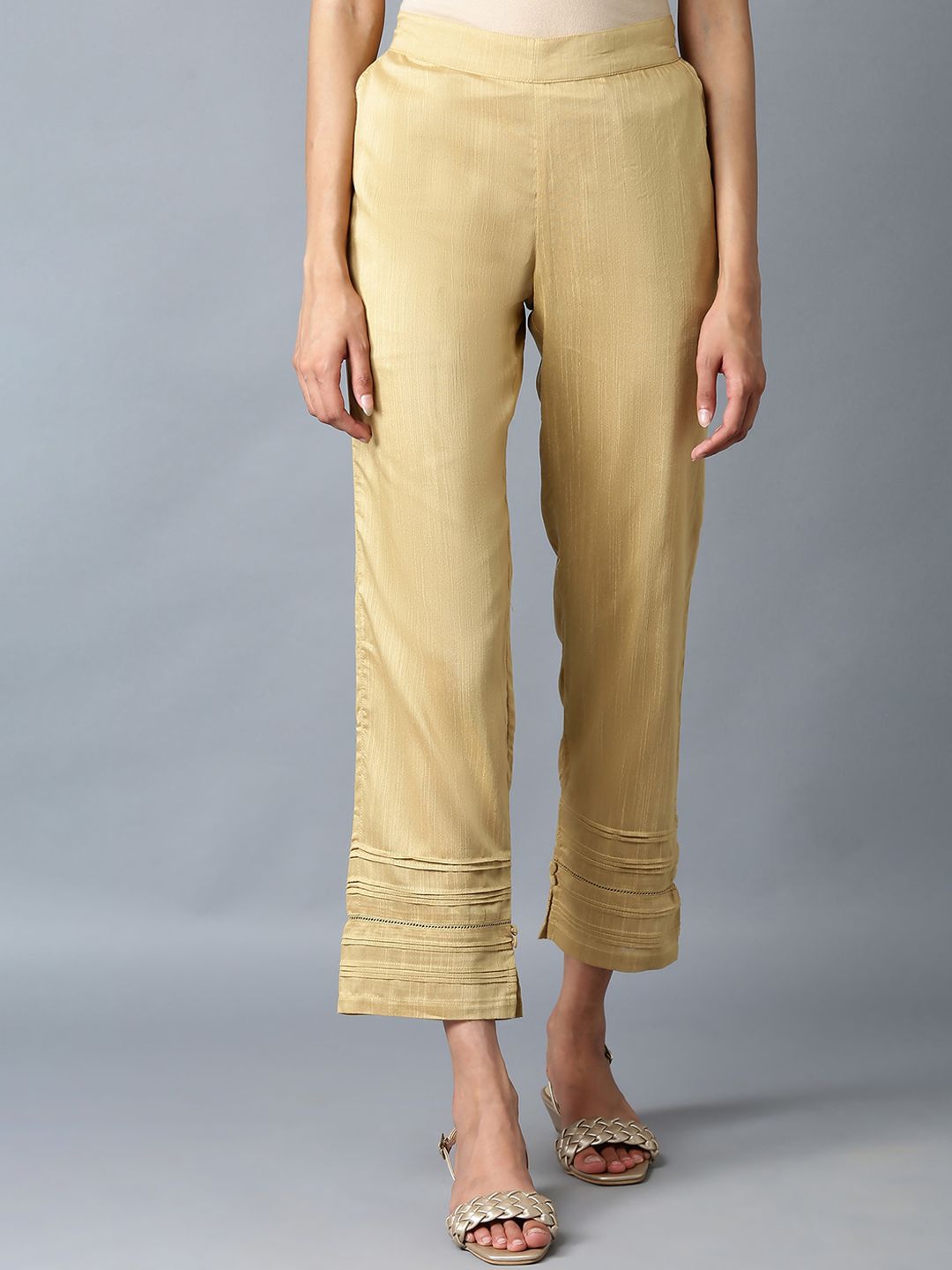 elleven Women Beige Parallel Trousers Price in India