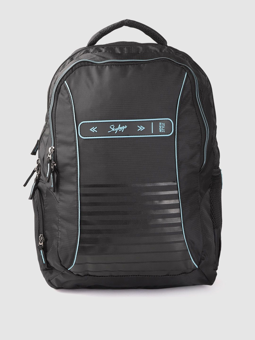 Skybags Unisex Black Brand Logo Textured Backpack