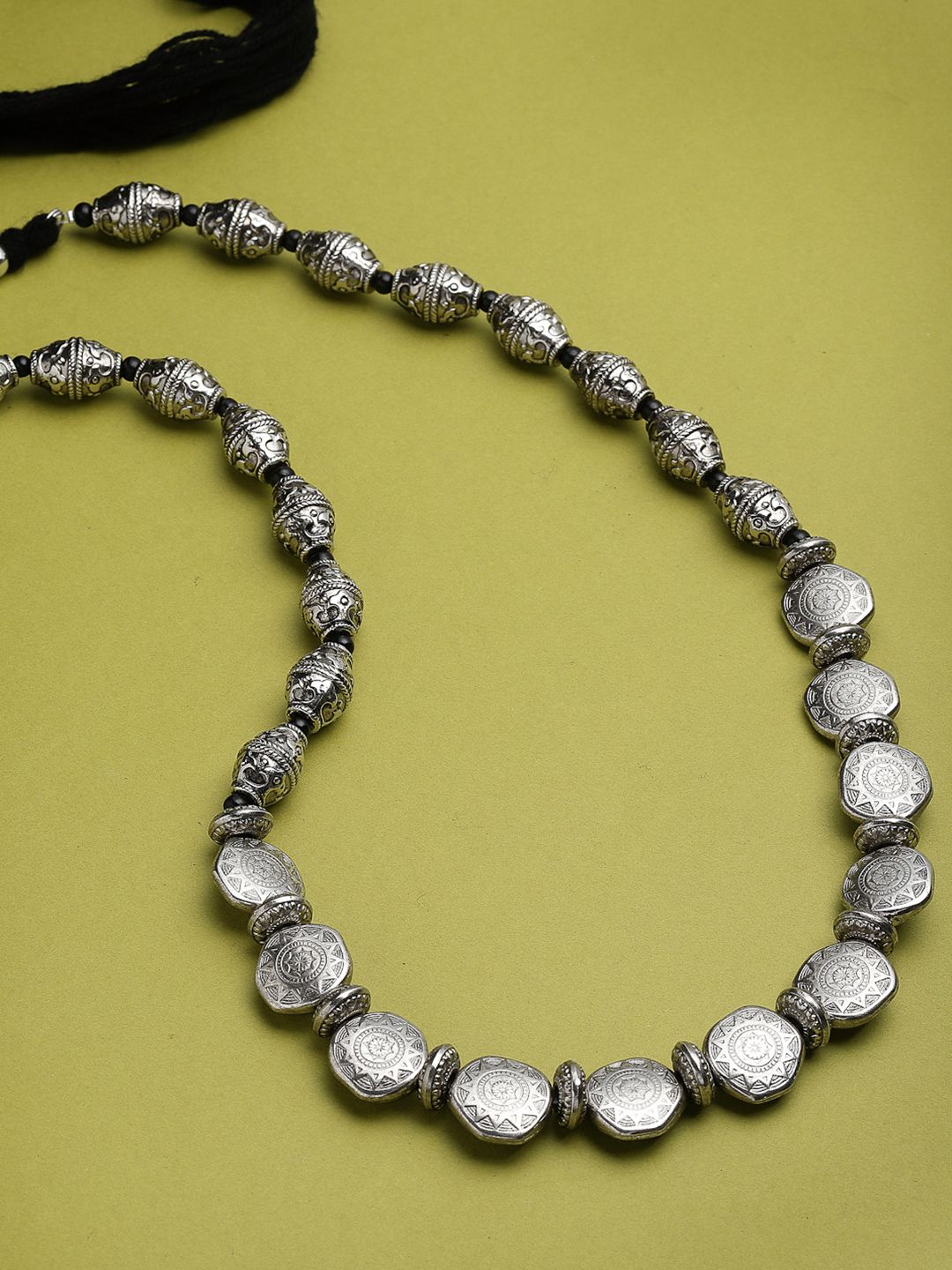 PANASH Silver-Toned German Silver Oxidised Necklace Price in India
