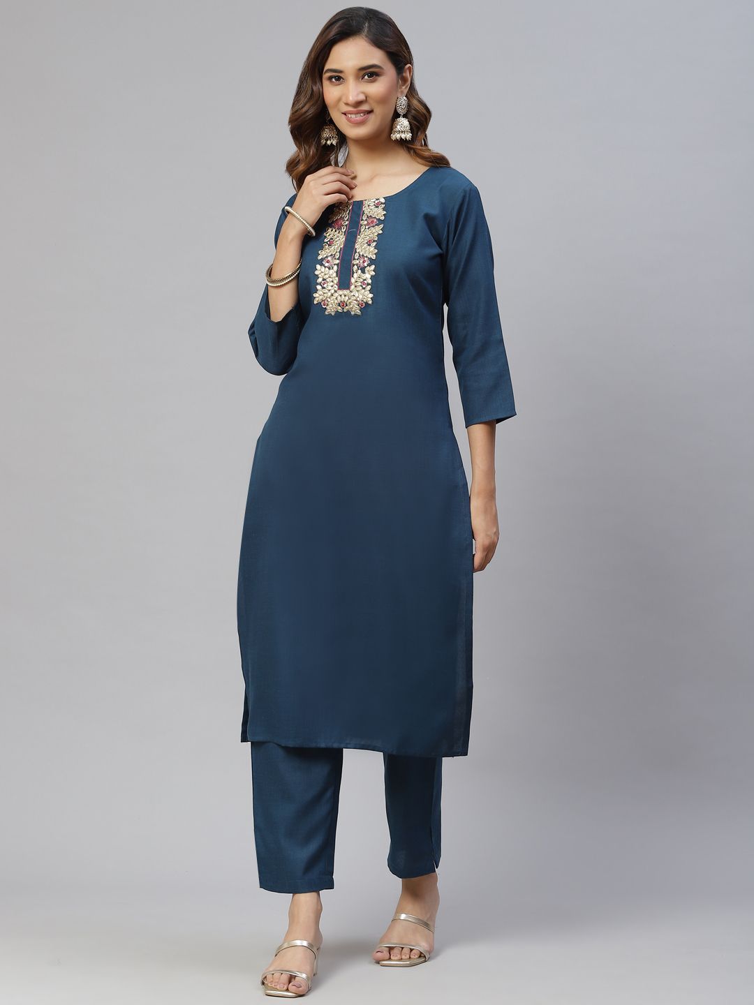 RAJGRANTH Women Blue Kurta with Trousers Price in India